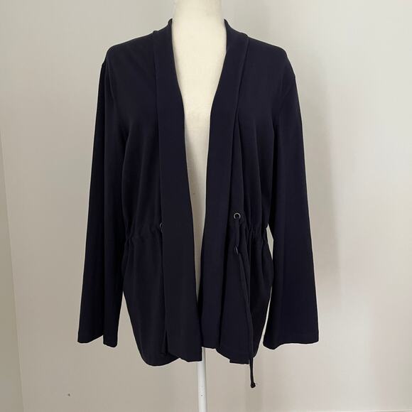 Eileen Fisher Organic Cotton Stretch Jersey Drawstring Cardigan Jacket XL - Picture 2 of 5